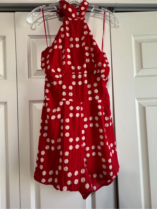 Luxxel Pants - Luxxel Red Polka Dot Halter Romper